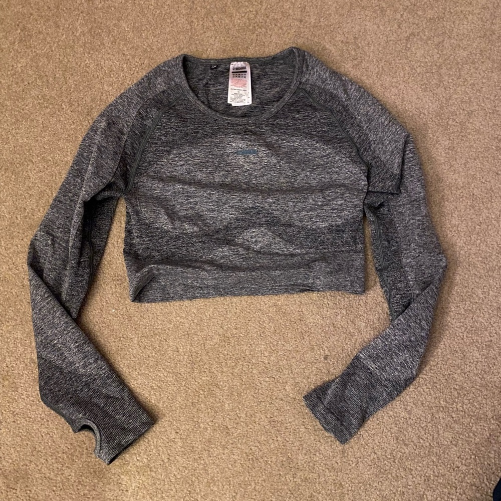 Gray Women's Long Sleeve Crop Top